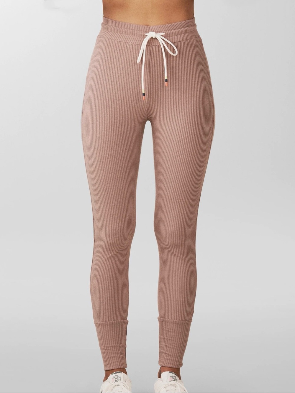 NWT Losano Ribbed Drawstring High-Waist Legging - Pebble size Large